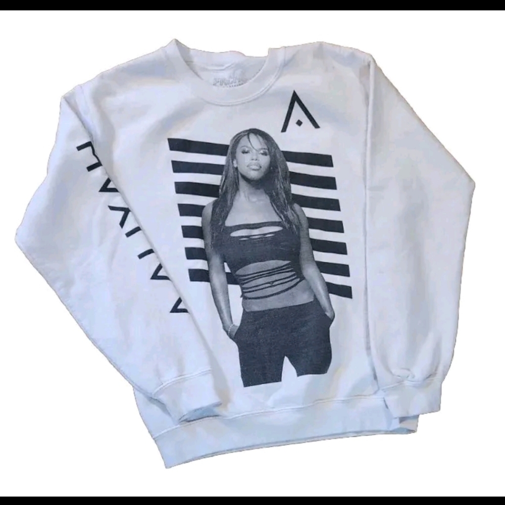 Aaliyah x FRCHS Los Angeles White Sweater Sweatshirt Pullover Crew Neck Size S